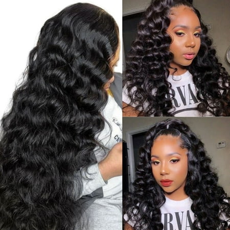 ODOMY 64cm Long Wavy Wigs Loose Deep Wave Brazilian Remy Human Hair Wigs High Density for Black Women