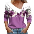 thumbnail image 3 of Craaazy Fall Shirts For Women Casual Retro Floral Print Button Blouses Tunic Square Neck 3/4 sleeve Tops Gifts For Women, 3 of 5