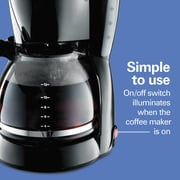 Hamilton Beach 12-Cup Drip Coffee Maker Machine with Glass Coffee Pot, Cafetera, Black