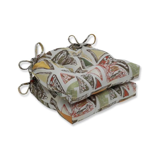 Indoor Triangle Tapestry Multi Reversible Chair Pad, Green Set of 2