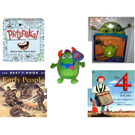 Children's Gift Bundle [5 Piece] -  Pictureka!  - Shrek The Third Foamheads 4 In 1 Topper Keychain  - Sugarloaf s Green Monster  8