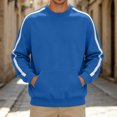 thumbnail image 5 of qafoshin Mens Trendy Patchwork Sweatshirt Crew Neck Long Sleeve Shirts Fall Winter Casual Loose Pullover Tops with Pocket, 5 of 6