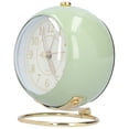 thumbnail image 2 of Reloj despertador silencioso de metal verde oliva, que no hace tictac, ahorra energía y es agradable a la vista, con luz nocturna, 2 of 8