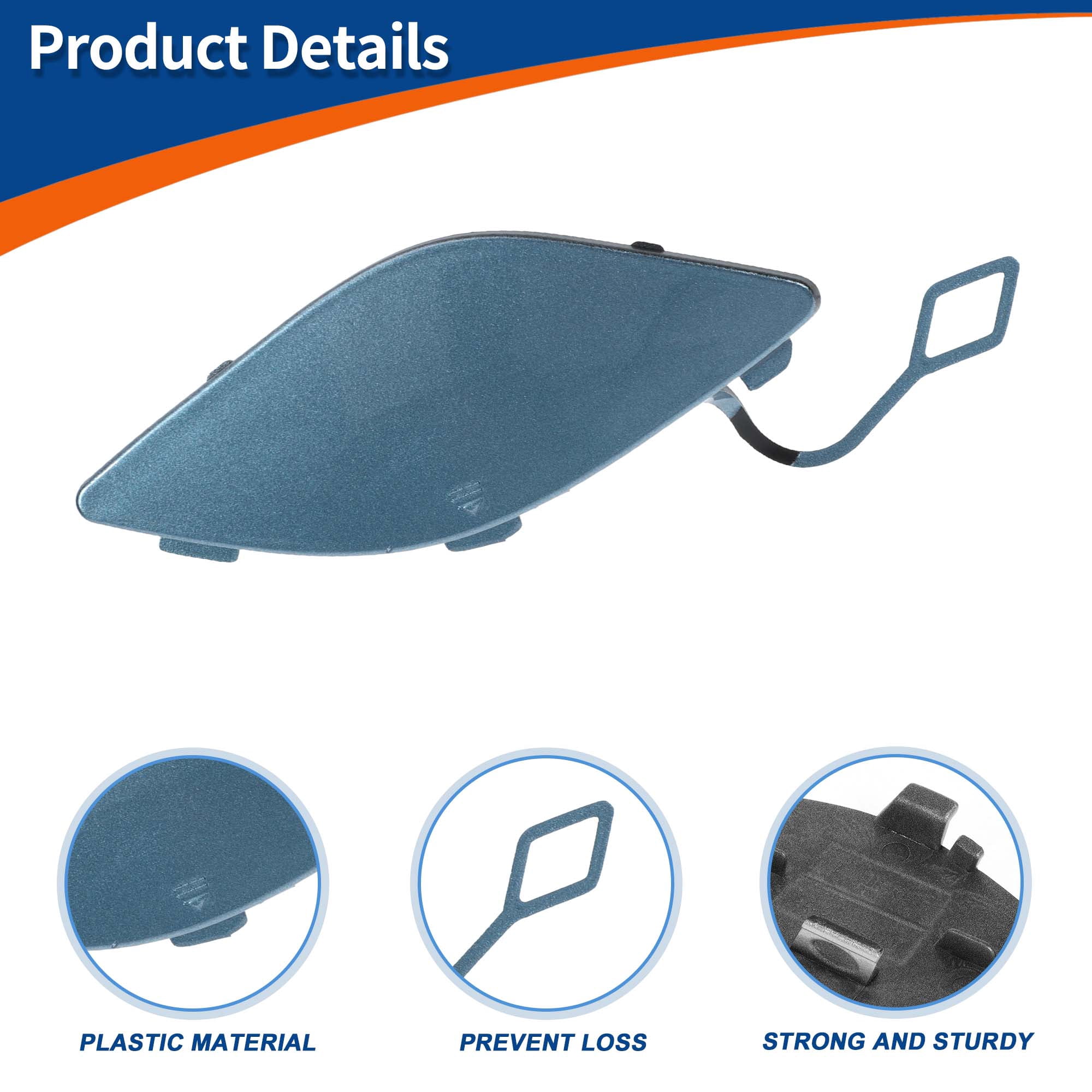 Unique Bargains Front Right Passenger Side Bumper Tow Hook Cover Light Blue Metallic