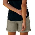 thumbnail image 4 of FAIWAD Jean Shorts Womens Casual Summer Elastic Waist Denim Shorts Stretchy Trendy Rolled Hem Short Pants, 4 of 8