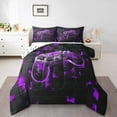 thumbnail image 2 of Bedding Set Game Console Bed Comforter Set Teen 3D Geometry Gamepad Gaming Full Comforter, Cool Neon Square Gamer Controller Duvet Set(Purple, Full 3Pcs), 2 of 7