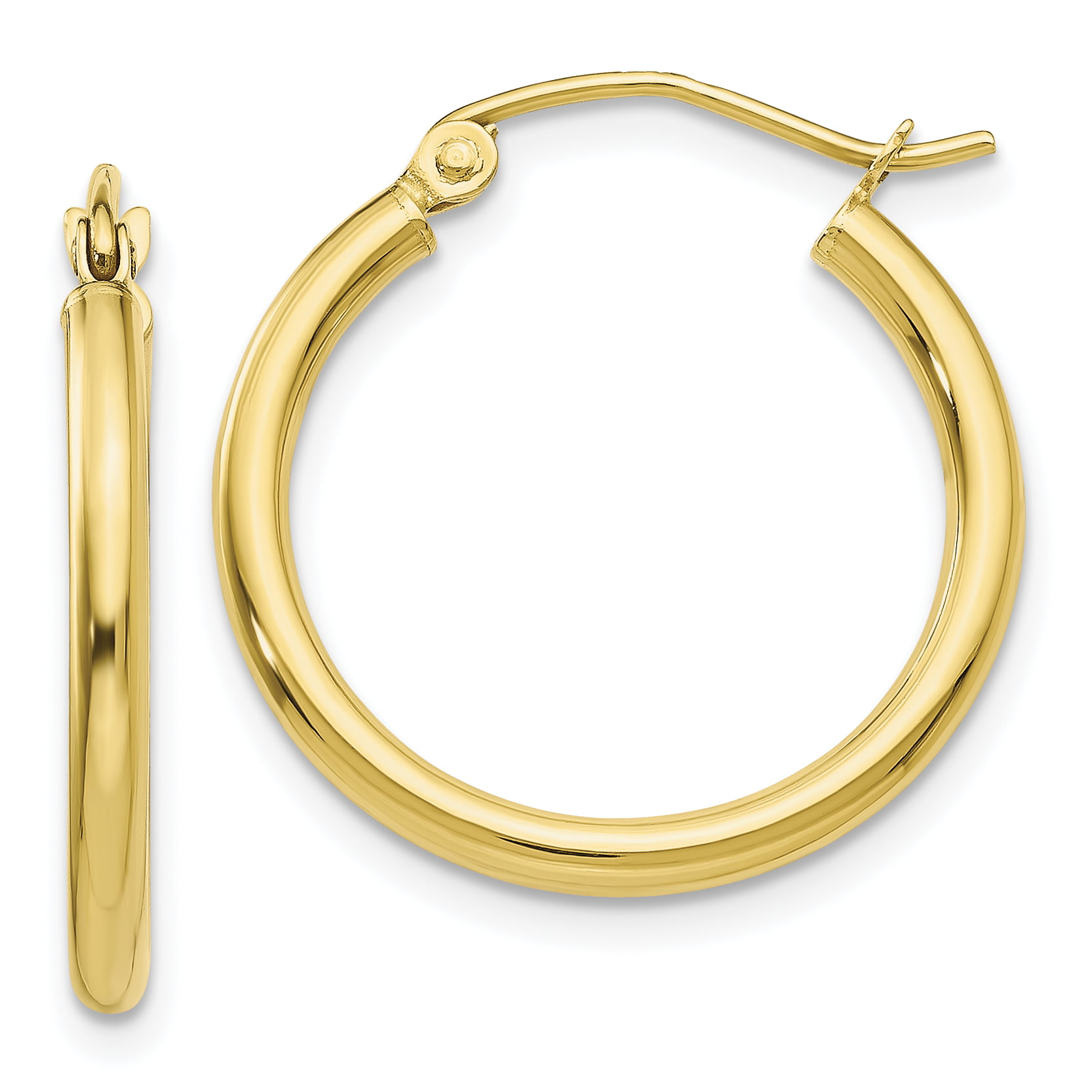 14mm x 16mm 10k Yellow Gold Claddagh Hollow Hoop Earrings 