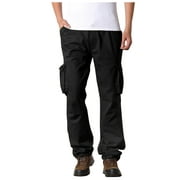 Lilgiuy Men's Cargo Pants Fashion Casual Slim Multi Pocket Straight Pants Outdoor Assault Pants Sports Pants Outdoor Straight Type Fitness Workout Cargo Pants