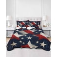 thumbnail image 2 of Quilts Twin Size Bedding Set, 4th of July Lightweight Quilted Comforter, Independence Day Patriotic Red Blue Stars Soft Reversible Bedspread Coverlet with Pillow Covers for All Season, 68" x 86", 2 of 7