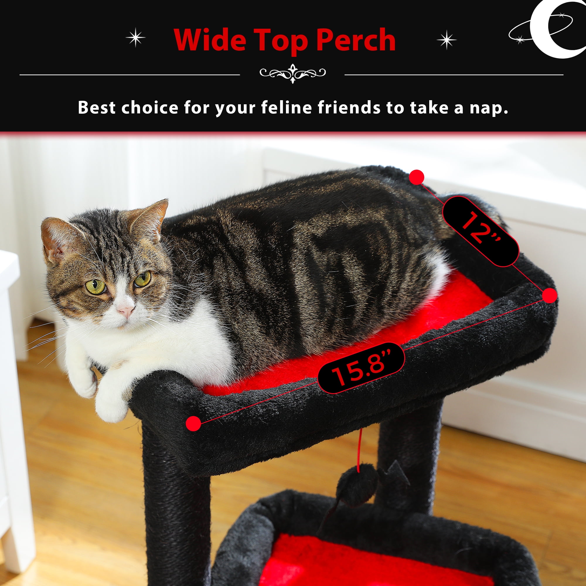 PAWZ Road Cat Tree Condo 27" Cat Tower with Large Top Perch and Scratching Posts for Kittens and Medium Cats, Black