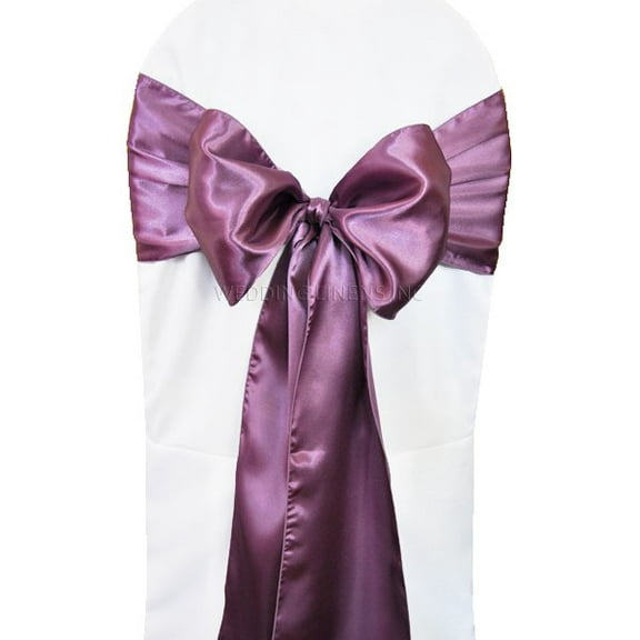 Wedding Linens Inc. (10pcs) 8" x 108" Satin Chair Sashes Chair Sash Bow ties for Wedding Party Catering Banquet Decoration Events - Wisteria