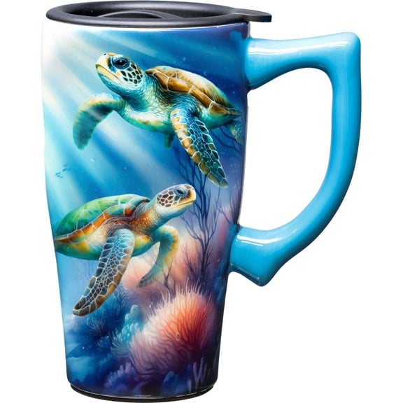 SEA TURTLE 18 OUNCE CERAMIC TRAVEL MUG