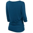 thumbnail image 2 of Thanth Womens Dolman Sleeves Boat Neck Solid Shirring Drape Basic Tunic Top, 2 of 4