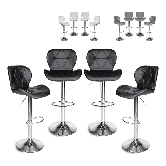Set De 4 Bancos De Cocina Barra Silla Taburete Respaldo Alto