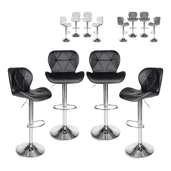 Set De 4 Bancos De Cocina Barra Silla Taburete Respaldo Alto