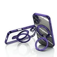 thumbnail image 3 of for iPhone 16 Plus Magnetic Clear Case with All-inclusive Camera Lens Film [Compatible with MagSafe] Shockproof Plating Anti-yellowing Transparent Ring Kickstand Slim Phone Case,Darkpurple, 3 of 7