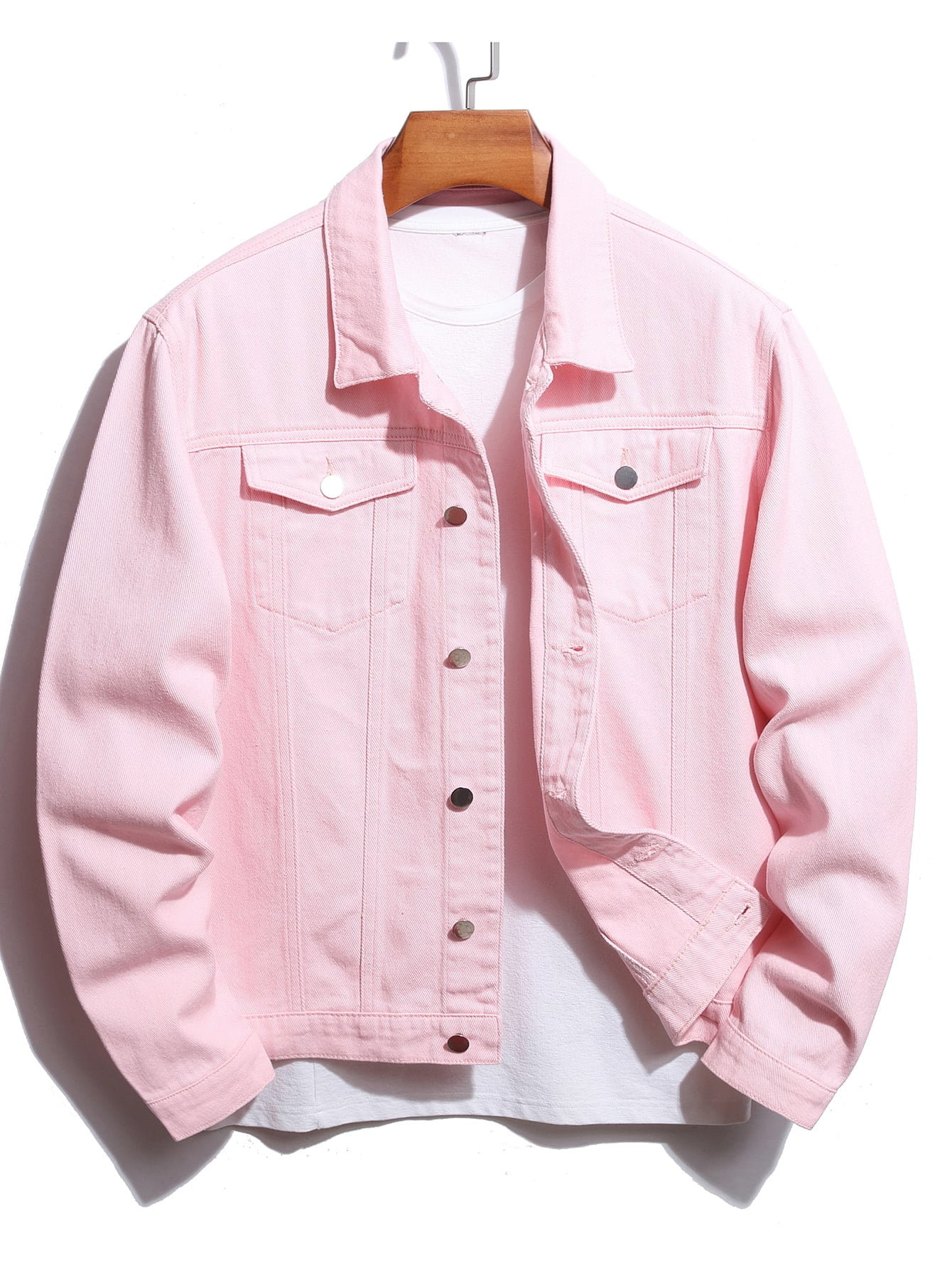 Men 1pc Button Front Solid Denim Jacket 