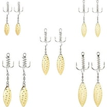 10Pcs 5 Sizes Fishing Three Hooks Treble Fishing Hook with Lure Treble Hooks with Willow Blade Replacement Bladed Spinner Hooks for Trout Bass Freshwater Saltwater