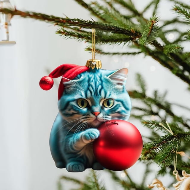 Colgante de mochila con forma de gatito creativo navideño para coche, regalo de decoración navideña para el hogar