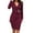Wine, variant on Women Dresses Promotion Sale ,Women Solid Turn Down Neck Long Sleeve Buttons Bodycon Casaul Work formal Dress Plus Size Dresses