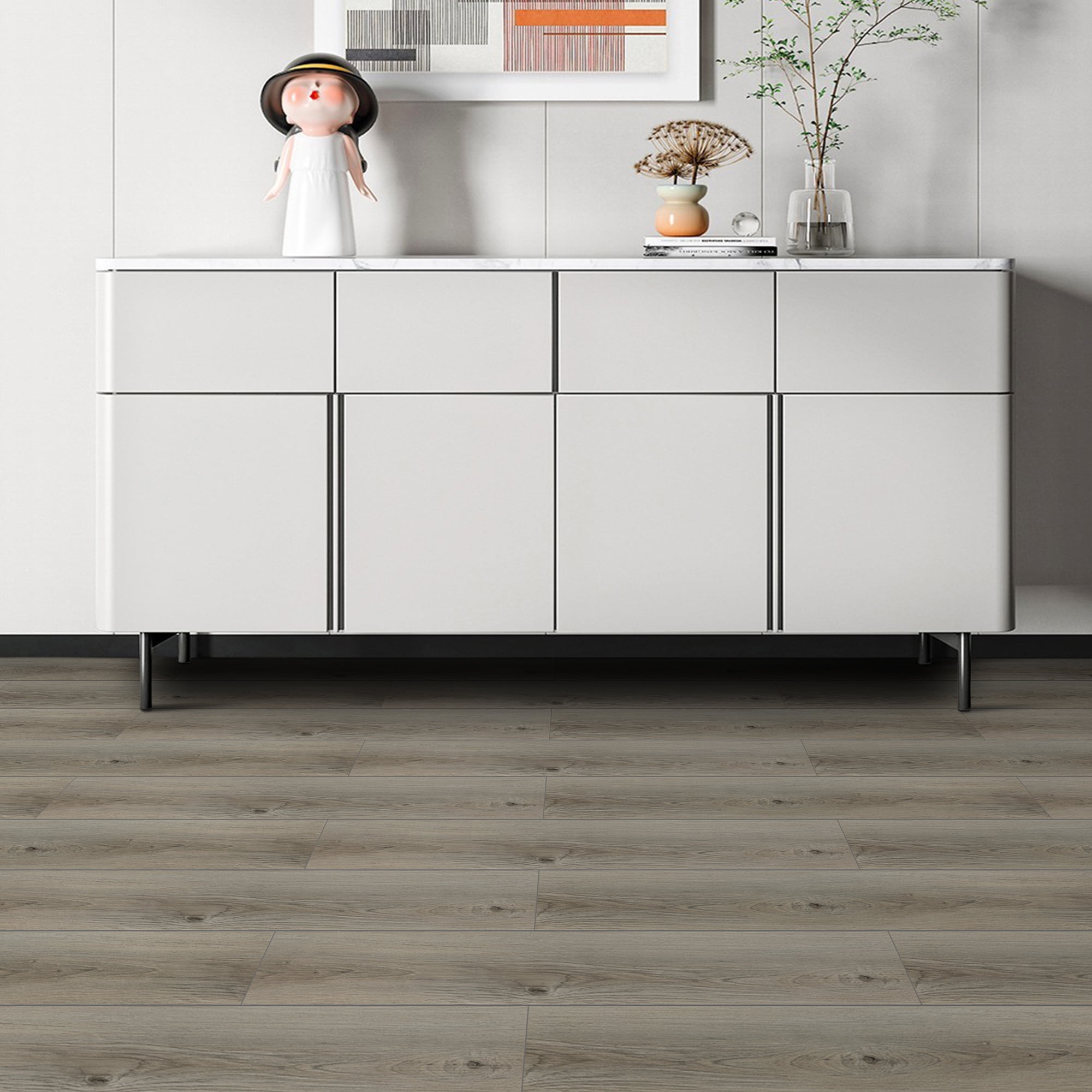 (4 pack) UMIGGEE Vinyl Flooring 6"x36"(10-pcs) Natural Wood-Look Peel and Stick Flooring Tiles Self-Adhesive Floor Tile DIY Grain Feel for Kitchen Dinning Room Bedroom Home Decoration (Cover 15 Sq. ft)