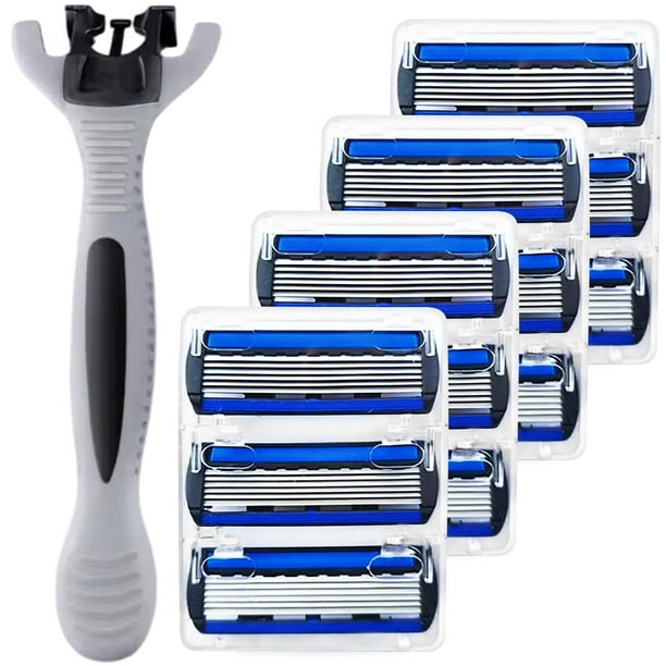 Rastrillo Afeitar Alta Precisión SmoothMax 4Paqs 4x3Cartuchos 1Mango 6Hojas Cabeza Flexible Gris/Negro/Azul Acero Inoxid