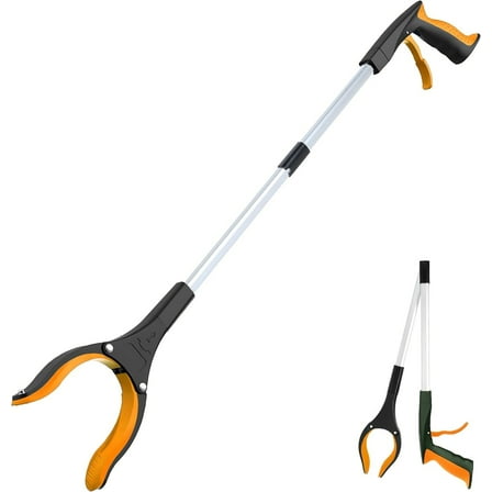 32" Grabber Reacher Tool, Long Foldable Gripper and Reaching Tool, Pick Up Stick Grabbers for Seniors (Orange)