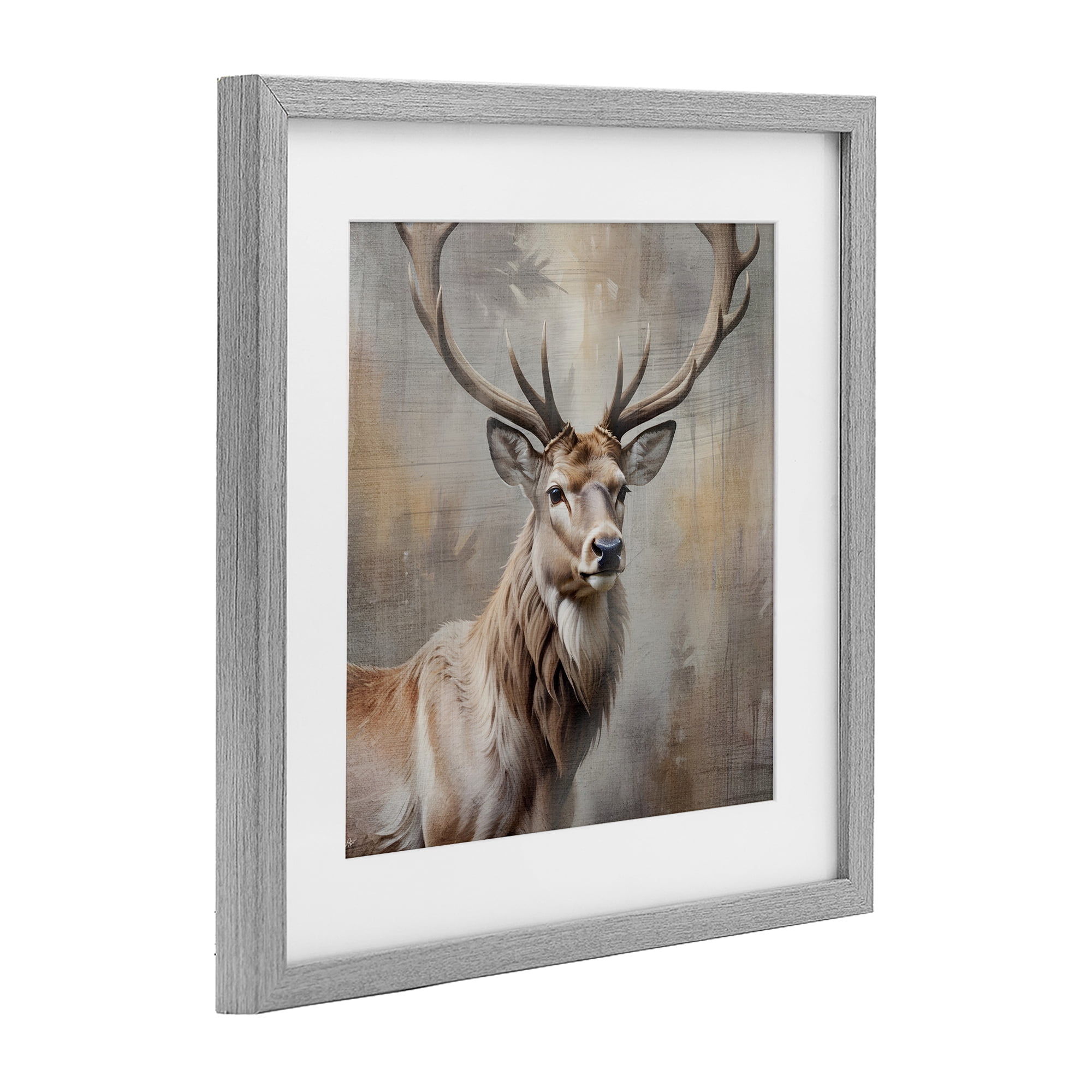 Stupell Industries Rustic Stag with Majestic Glance Gray Framed Print Under Glass, design by Susan Arnot