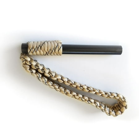 

Ferro Rod Fire Starter - The BigDaddy - 5in by 1/2in with 550 Paracord Loop Handle by Sirius Survival (Desert Camo)