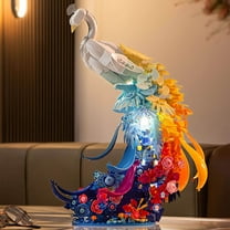 Building Blocks Flower Peacock Model with LED Lights Educational Construction Toy Christmas Gift for Boys Girls Kids(A)