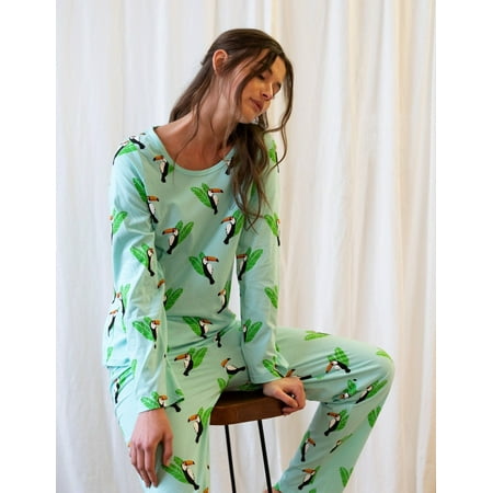 

Leveret Womens Two Piece Cotton Pajamas Toucan Bird S