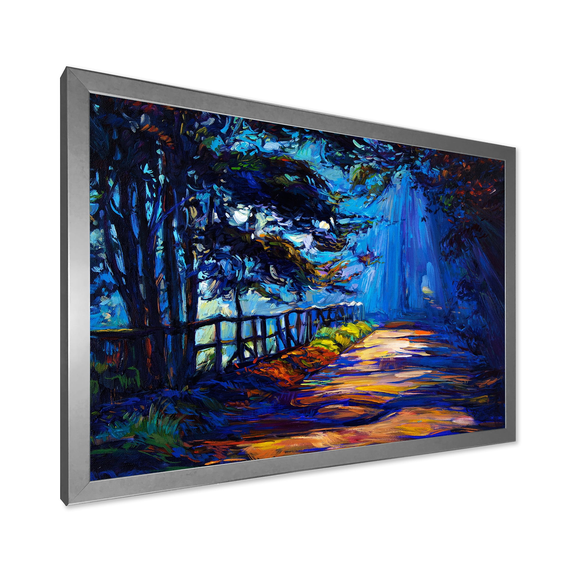 Designart 'Park Road In The Afternoon Shadows' Lake House Framed Art Print