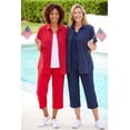 thumbnail image 3 of Woman Within Plus Size Relaxed Fit Cotton Camp Shirt, 3 of 5