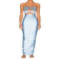 thumbnail image 1 of Robe Longue en Soie pour Femmes, Satin, Sans Manches, Dos Nu, Robe Cocktail Maxi, 1 of 5