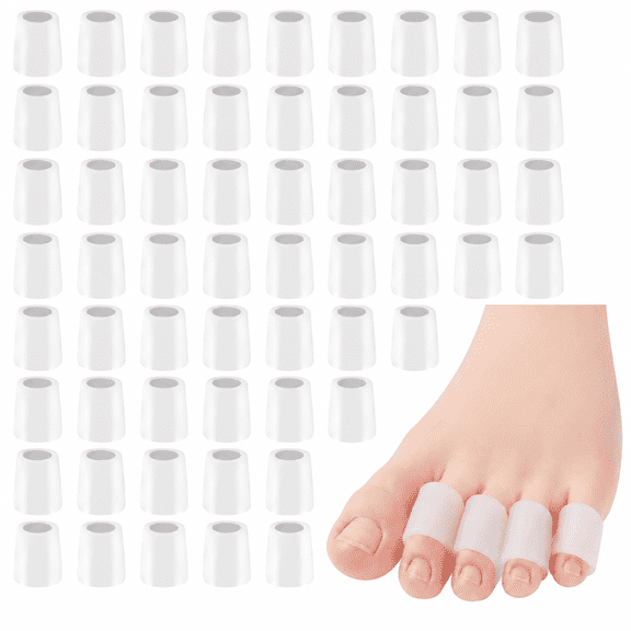 Rongsi Silicone Toe Sleeves, 24 Count Pain Relief Pinky Toe Protector, Corn Protectors for Toes, Corn Pads for Pinky Toe, Gel Toe Protector for Bunion Blisters, Corns, Hammer Toes, Toenails Loss