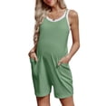 thumbnail image 5 of Maternity Women Solid Color Sleeveless Overalls Casual Loose Jumpsuit Shorts, 5 of 6