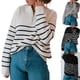 thumbnail image 2 of Suéter de mujer de otoño e invierno, jersey de rayas con cremallera de punto de manga larga de moda europea y americana para mujer, 2 of 5
