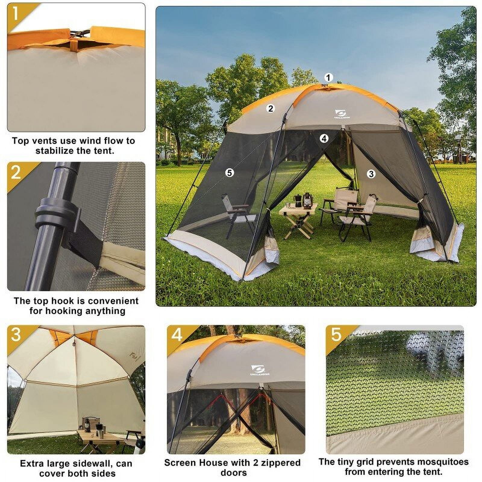 Screen House Mesh Mosquito Tent 15x13 ft UPF 50+ Canopy Shelter Shade Easy Setup & Waterproof with Sidewall