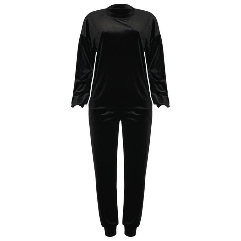 Black velvet jogging suit cheap