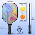 thumbnail image 4 of Pickleball Paddles Set Of 2, Fiberglass Surface, Liquid & Marble Print, 4 Balls & Bag, 4 of 5