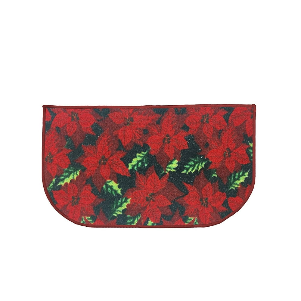 Christmas Slice Kitchen Rug, Red Poinsettia 18"x30", DShape Walmart