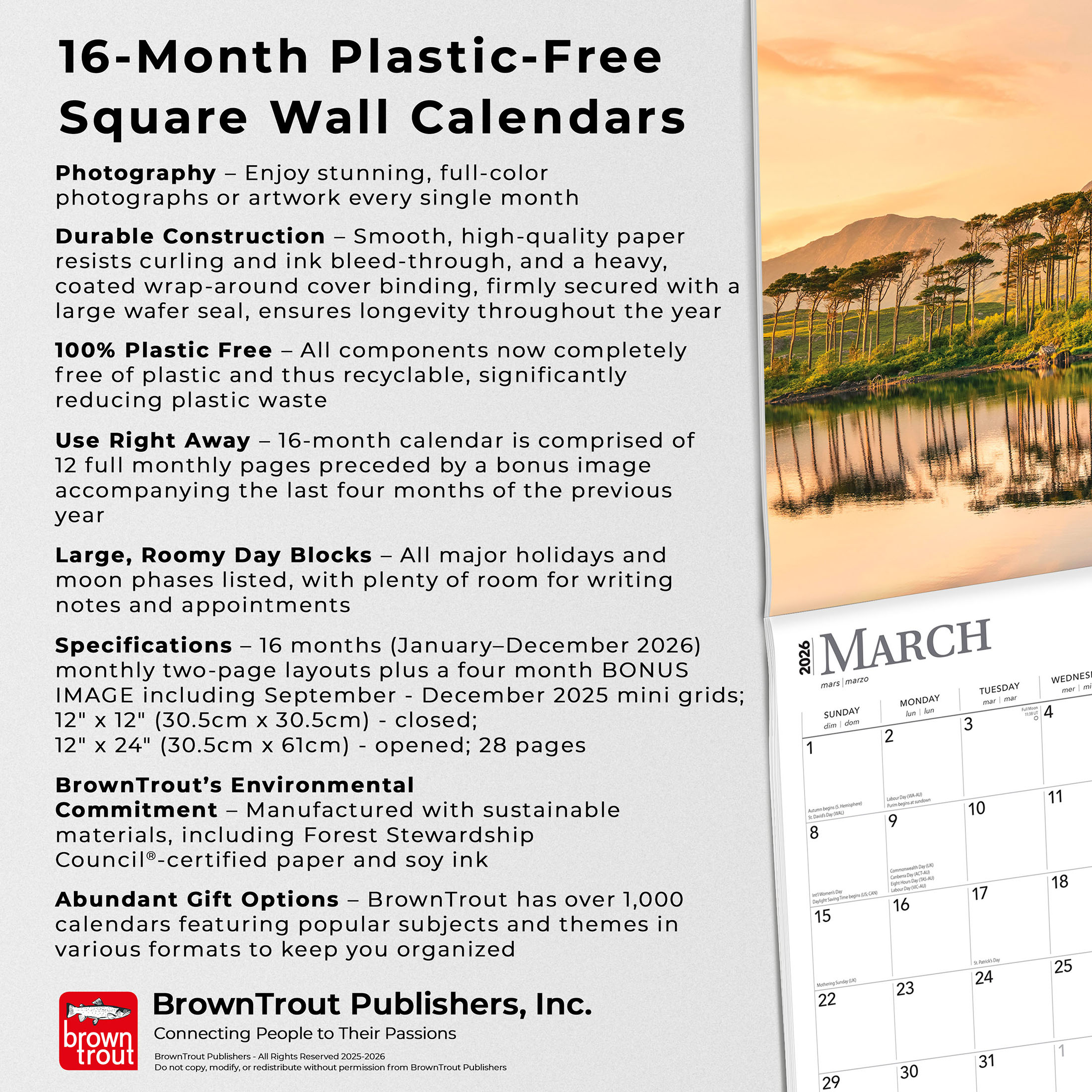 Magic Places | 2026 12x24" (Hanging) Wall Calendar | Plastic-Free | BrownTrout