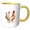 Yellow/White, variant on 3drose, Two Turtle Doves Cut-out Stylized Stencil Retro Style, 15oz Two-tone Blue Mug