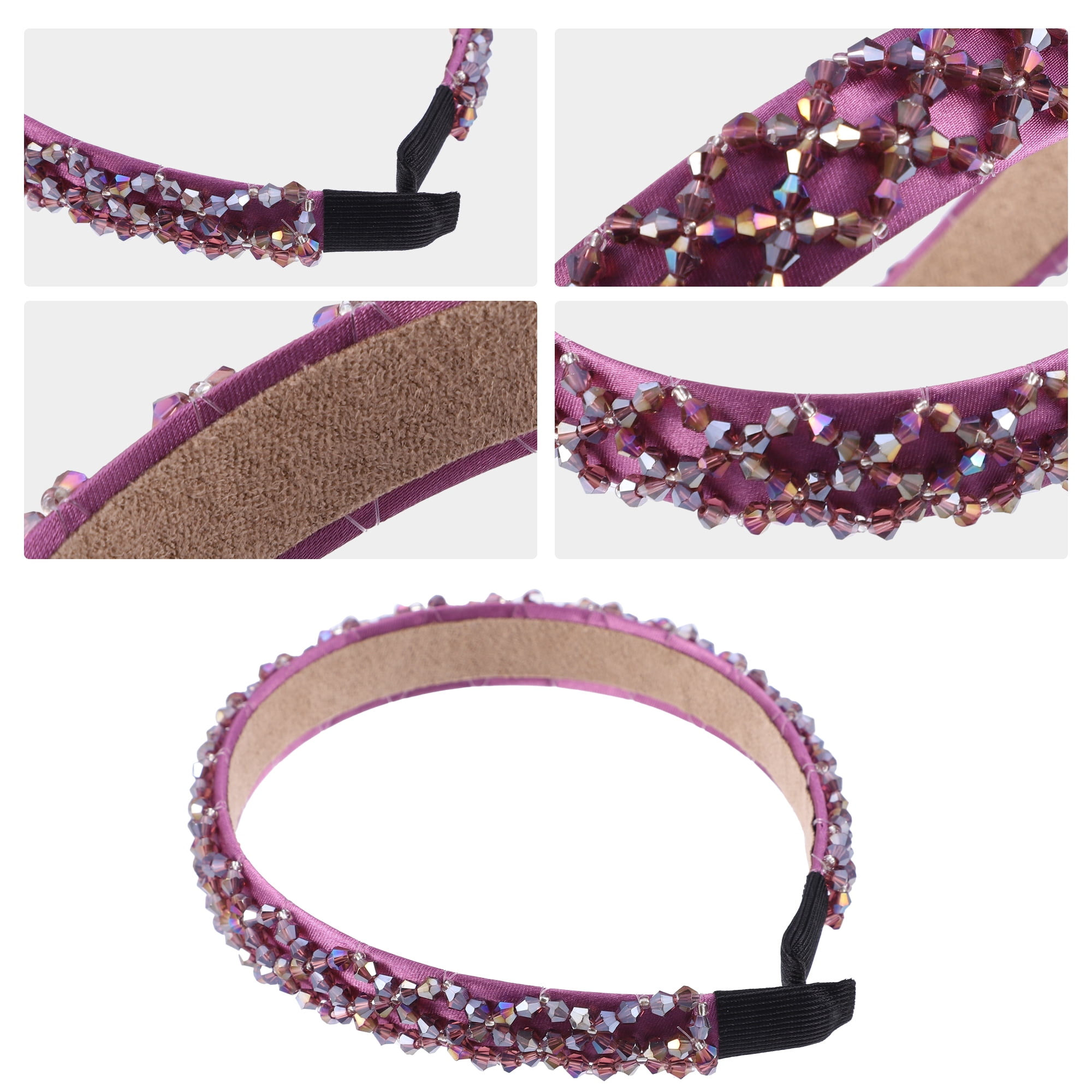 Unique Bargains Rhinestone Headbands for Women 0.79" Wide Dark Purple