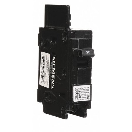Siemens Circuit Breaker,20A,Bolt On,120V,1P BQ1B020H