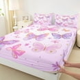 thumbnail image 3 of Homewish Dreamy Butterfly Twin Sheet Sets 3pcs for Kids Girls, Chic Floral Flower Twin Fitted Sheet, Cute Purple Pink White Flat Sheet, Super Cozy Room Decor, 3 of 7