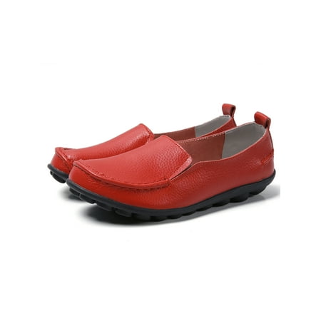 

Woobling Womens Comfort Casual Loafers Slip on Leather Work Walking Moccasin Shoes