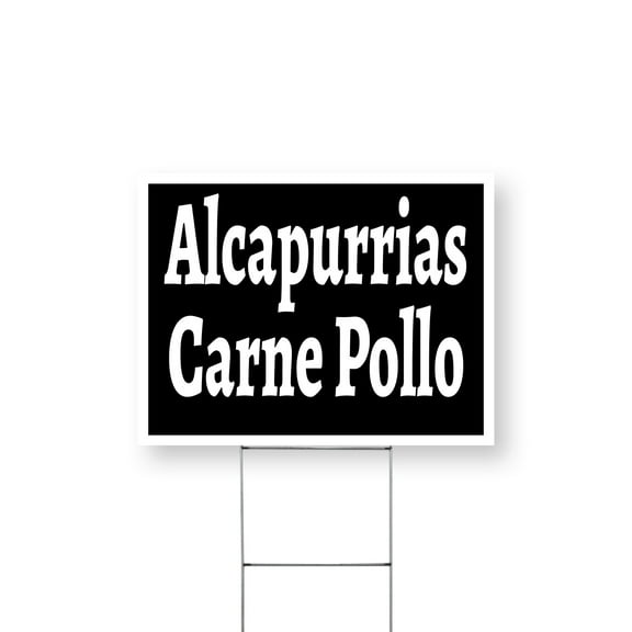 Alcapurrias Carne Pollo Yard Sign 12 Inch x 16 Inch Double Sided Weatherproof Heavy-Duty Plastic with Stake | Puerto Rican Cuisine, Meat Pastries, Food Stalls | Made in USA