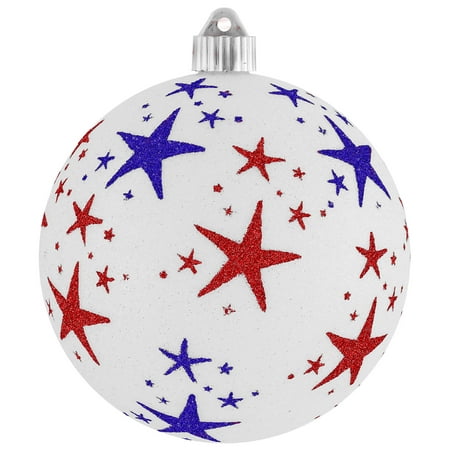 Christmas by Krebs Large Christmas Ornaments White glitter with Stars 6 ...