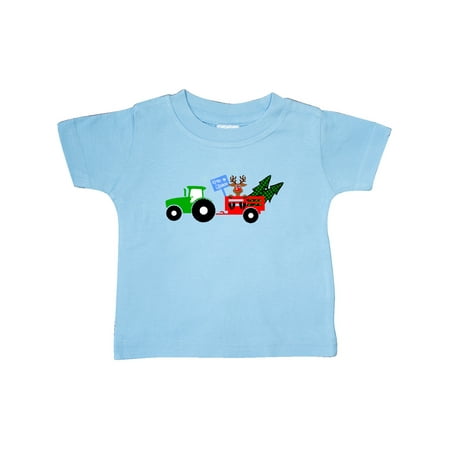 

Inktastic Christmas Tractor with Cute Reindeer Gift Baby Boy or Baby Girl T-Shirt